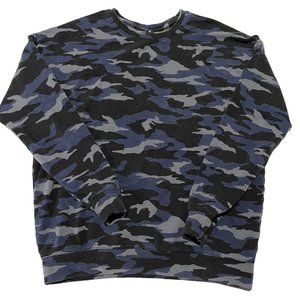 ATHLETA‎ BLUE/BLACK CAMO PULLOVER SWEATSHIRT SIZE SMALL | S1